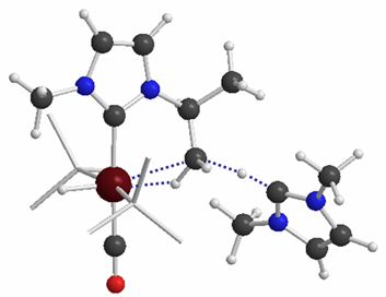 Ruthenium NHC complex showing activation of a geminal C–H bond by a dissociated NHC ligand